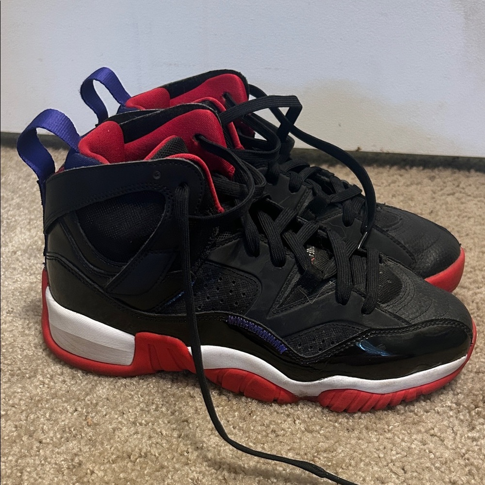Mens Black and Red High-Top Sneakers
